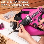 ThinkLearn Pink Cordless Drill Set, 20V Lithium-ion Power Drill Set for Women with 67Pcs Drill Driver Bits, 3/8Keyless Chuck, 25+1 Position Electric Drill, 2.0Ah Battery, Fast Charger and Storage Bag
