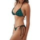 thumbnail image 2 of Fotbe Teal On Black Plaid Traje de Baño para Mujer de Dos Piezas – Bikini Sexy de Tirantes Tipo Halter con Diseño Triangular, 2 of 6