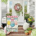 thumbnail image 5 of Welcome Easter Eggs Garden Flag Double Sided, Eucalyptus Leaves Bunny Rabbit Decorative Yard Outdoor Home Small Decor, Spring Bow Butterfly Flowers Burlap Outside House Decoration 12x18, 5 of 6