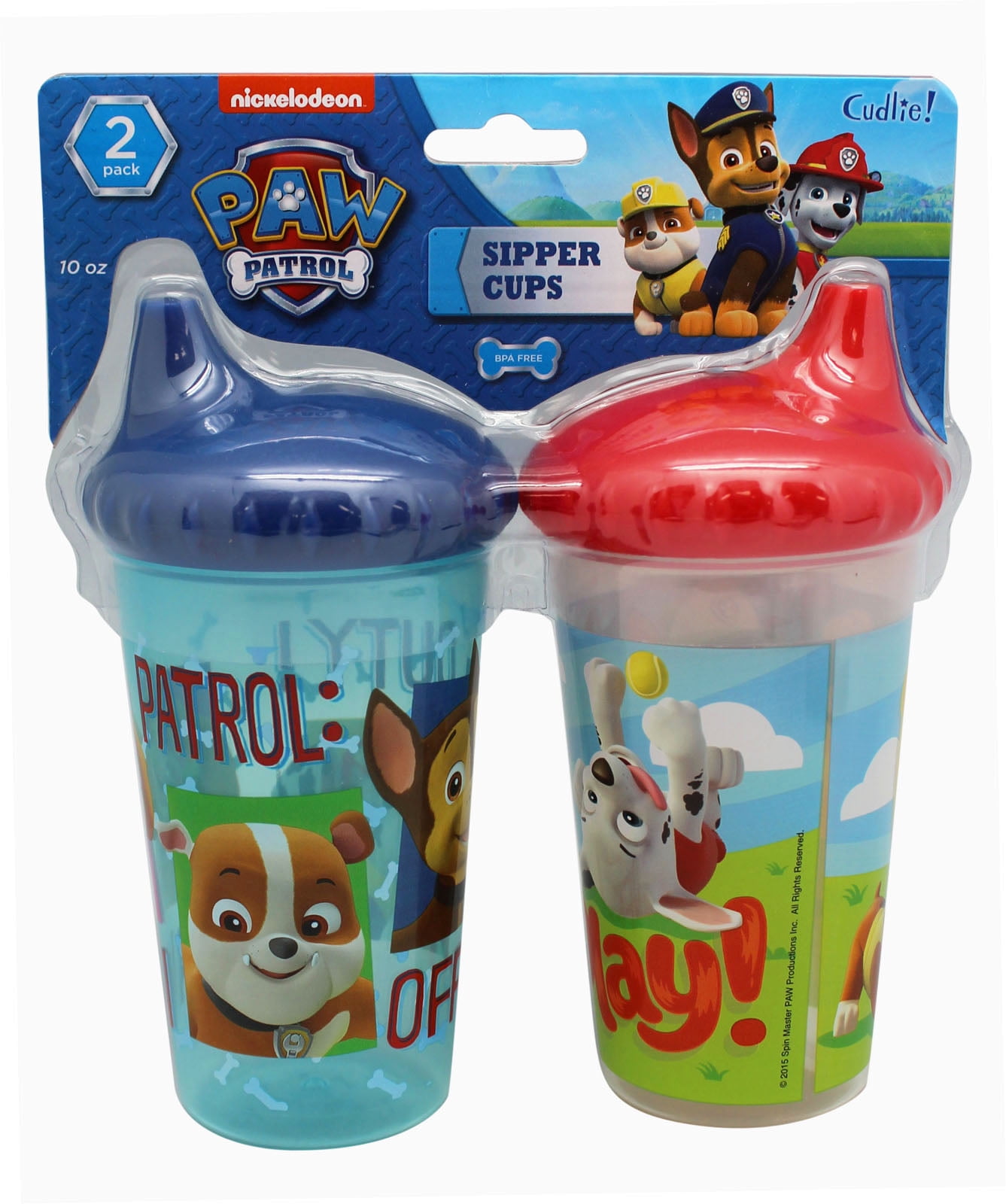Paw Patrol Blue and Red Colored Plastic No Spill Sippy Cups Set (2 Cups