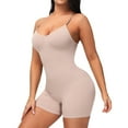 thumbnail image 2 of Lu's Chic Women's Tummy Control Shapewear Bodysuit Seamless Butt Lifter Hip Enhancer Mid Thigh Slimmer Push Up Open Crotch Full Body Shaper Camisole Boyshorts Backless Spaghetti Strap Nude Small, 2 of 5