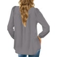 thumbnail image 4 of UVN Fall Shirts for Women Long Sleeve Blouses Ladies Crewneck Lace Crochet Tops Dressy Chiffon Blouses, 4 of 8