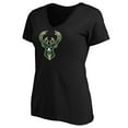 thumbnail image 2 of Women's Giannis Antetokounmpo Black Milwaukee Bucks Playmaker Name & Number V-Neck T-Shirt, 2 of 3