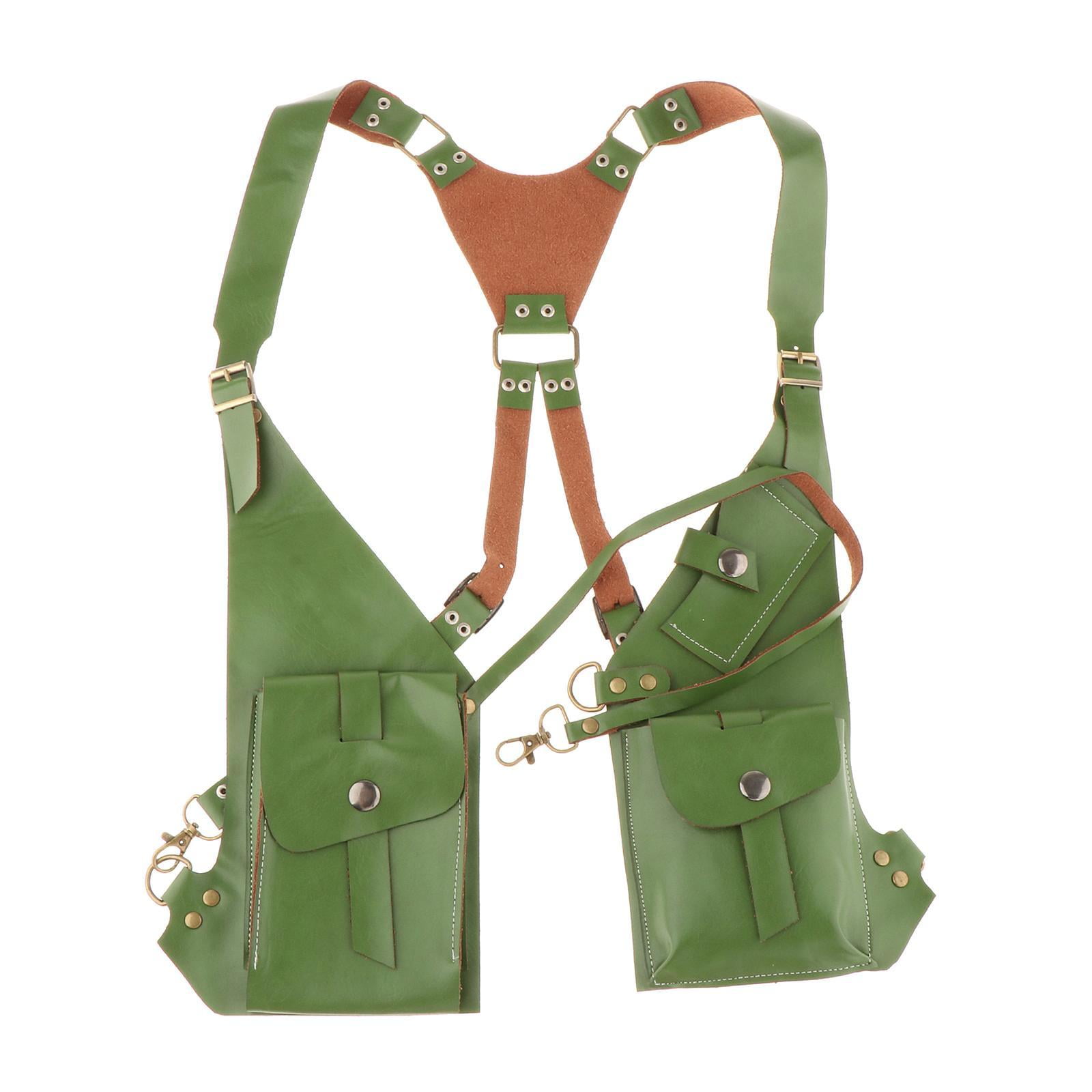 Abbraccia Steampunk Shoulder Harness Pouch Wear Resistant Wallet Bag for Motorcycling Street Green