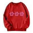 thumbnail image 4 of Goindgs Girls 2025 Sweatshirt Tween Fall Tops Floral Printed Sweater Shirt Round Neck Hoodless Drop Shoulder Loose Pullover Top Tops Cute Hooded Sweatshirt Tween Girl Red-10-11 T, 4 of 4