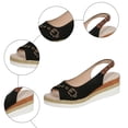 thumbnail image 6 of Modisza Low Wedge Sandals for Women Slingback Comfortable Walking Slip on Summer Shoes with Arch Support Outdoor Casual Sandal size 9 Black, 6 of 7