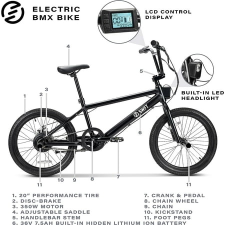 SWFT - BMX eBike w/ 35mi Max Operating Range & 20  mph Max Speed - Black