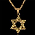 thumbnail image 2 of Men Star of David Pendant Necklace 14K Yellow Gold Link Chain Gold/Silver Color Jewish Magen David Hexagram Necklace Statement, 2 of 8