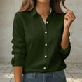 thumbnail image 2 of ABATAB Long Sleeve Shirts for Women Button down Dressy T-Shirts with Pockets Casual Lapel V-Neck Office Work Classic Top Blouses(XX-Large,Army Green), 2 of 5