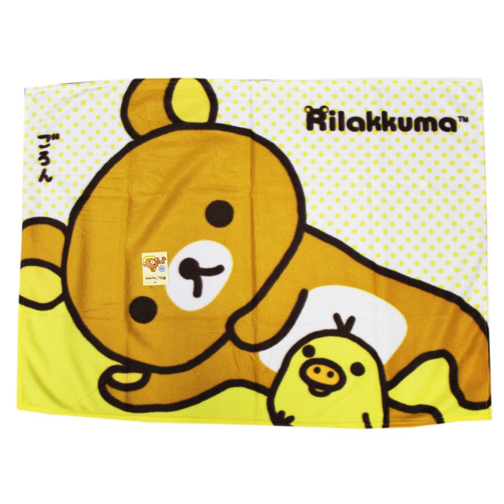 Rilakkuma Laying Down With Kiiroitori Kids Fleece Blanket