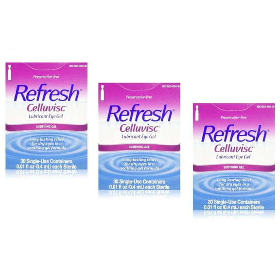 Refresh Celluvisc Lubricating Eye Gel, 0.01 fl oz, 30 Ct Pack of 3