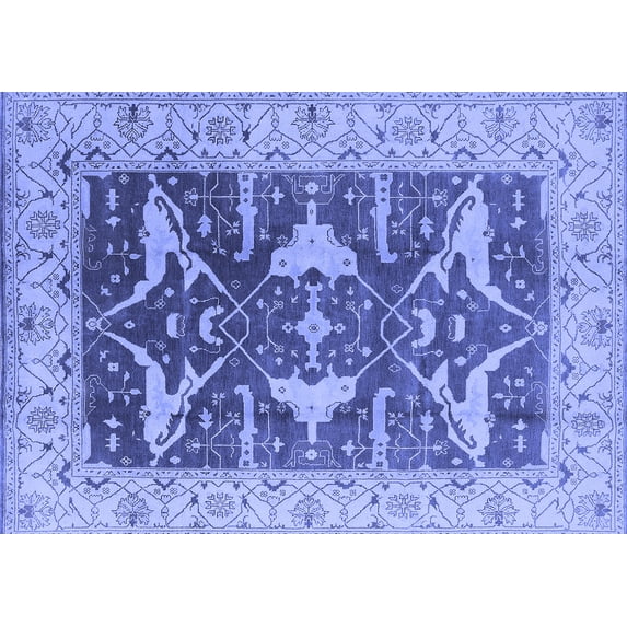 Ahgly Company Indoor Rectangle Oriental Blue Industrial Area Rugs, 7' x 10'
