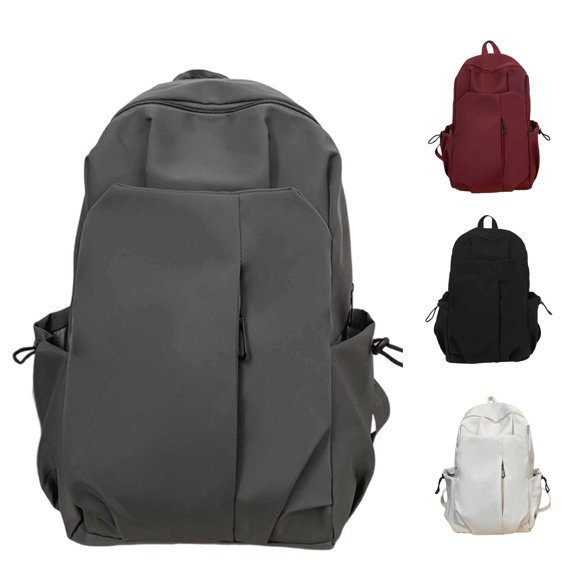 Ticikt Solid Color Minimalist Schoolbags, Large Capacity Neutral Casual Daypack for Couples Students Commute Travel