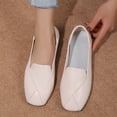 thumbnail image 6 of NOKIO Leisure Women's Four Seasons Solid Color Non Slip Flat Square Toe Breathable Slip On Lazy Shoes Women's Flats Shoes Comfortable PU Leather Slip on Shoes for Women, 6 of 6