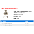 thumbnail image 2 of Water Pump - Compatible with 1987 - 1996 Chevy Corsica 1988 1989 1990 1991 1992 1993 1994 1995, 2 of 2