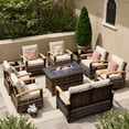 thumbnail image 2 of MEISSALIVVE 10 Pieces Patio Furniture Sets with Fire Pit Table, Wicker Outdoor Conversation Sets with 4 Swivel Rocker Chairs, 2 Single Chairs, 2-seat Sofa and Side Table(Brown), 2 of 8