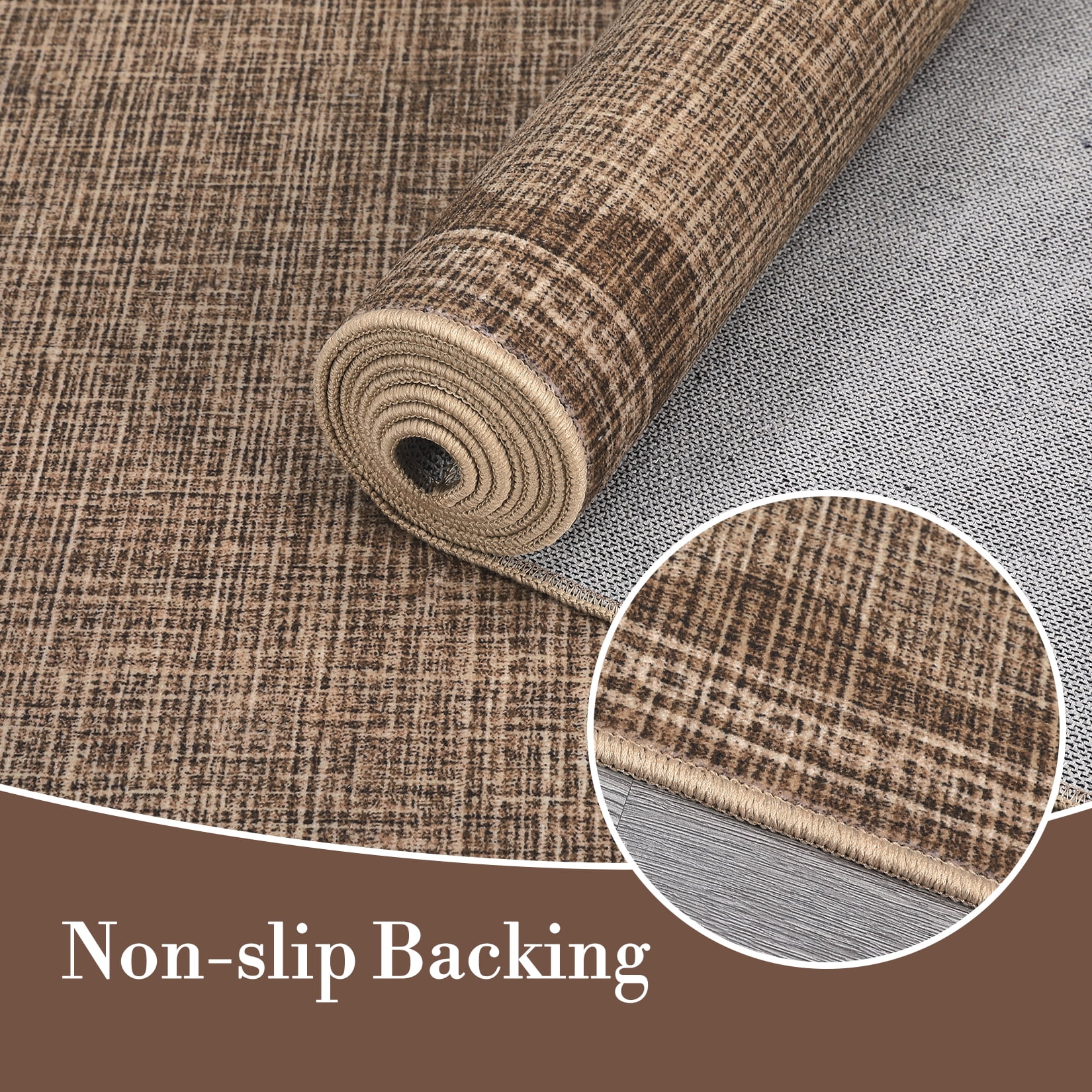 Tzou Modern Scalloped Border Washable Rugs 4' x 6', Non-Slip Low Pile Area Rug for Living Room, Machine Washable Stain Resistant Carpet