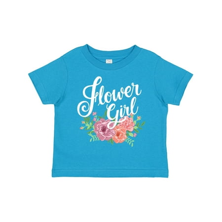 

Inktastic Flower Girl Hand Lettering with Flowers Illustration Gift Toddler Toddler Girl T-Shirt