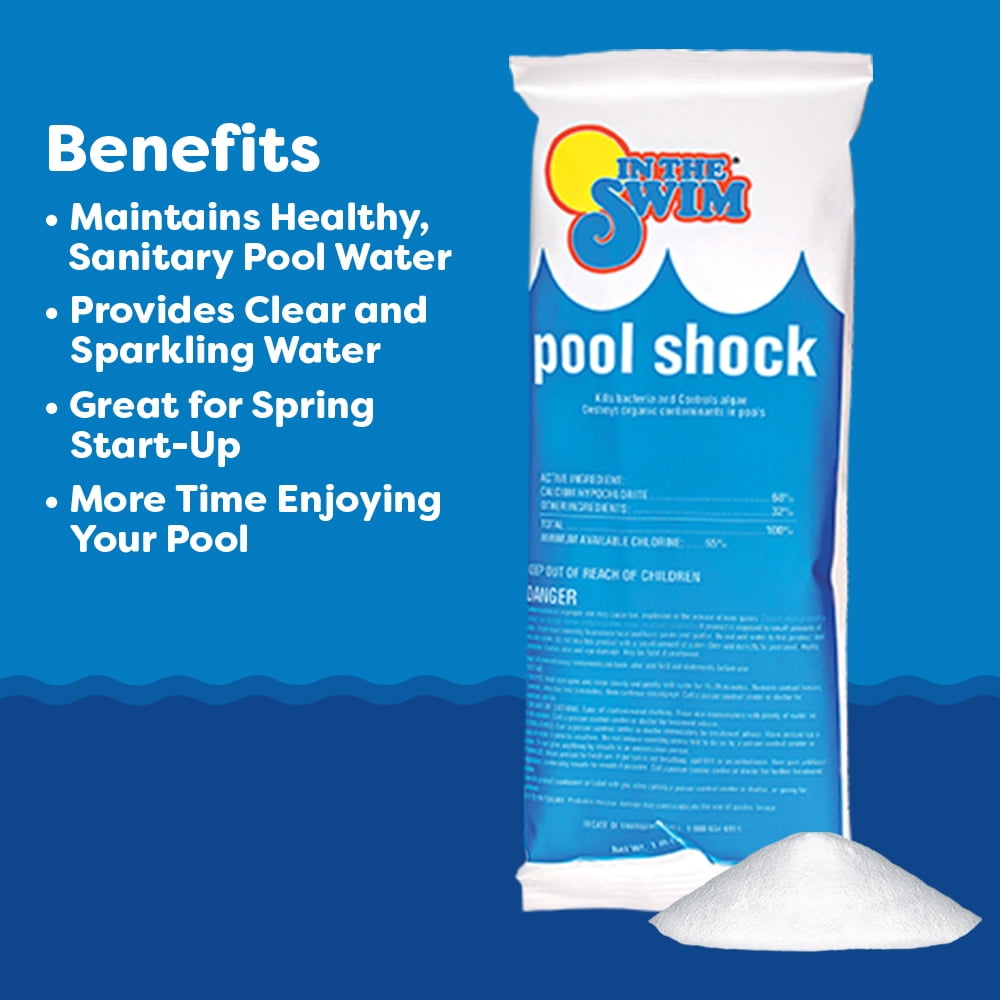 In The Swim Shock and Chlorine Bundle for Sanitizing Swimming Pools – Includes 12 x 1 Pound Bags of 68% Cal-Hypo Pool Shock and  25 Pound Bucket of 3 Inch Stabilized Chlorine Tablets ITS_25235 12X1