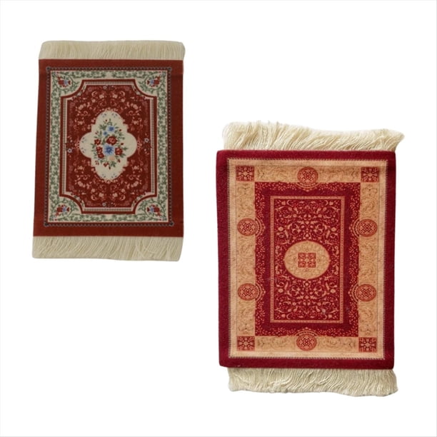 Mini Posavasos de Tejido Persa con de Alfombra, Tecnología de Decoración para Mesa de Comedor. Rojo