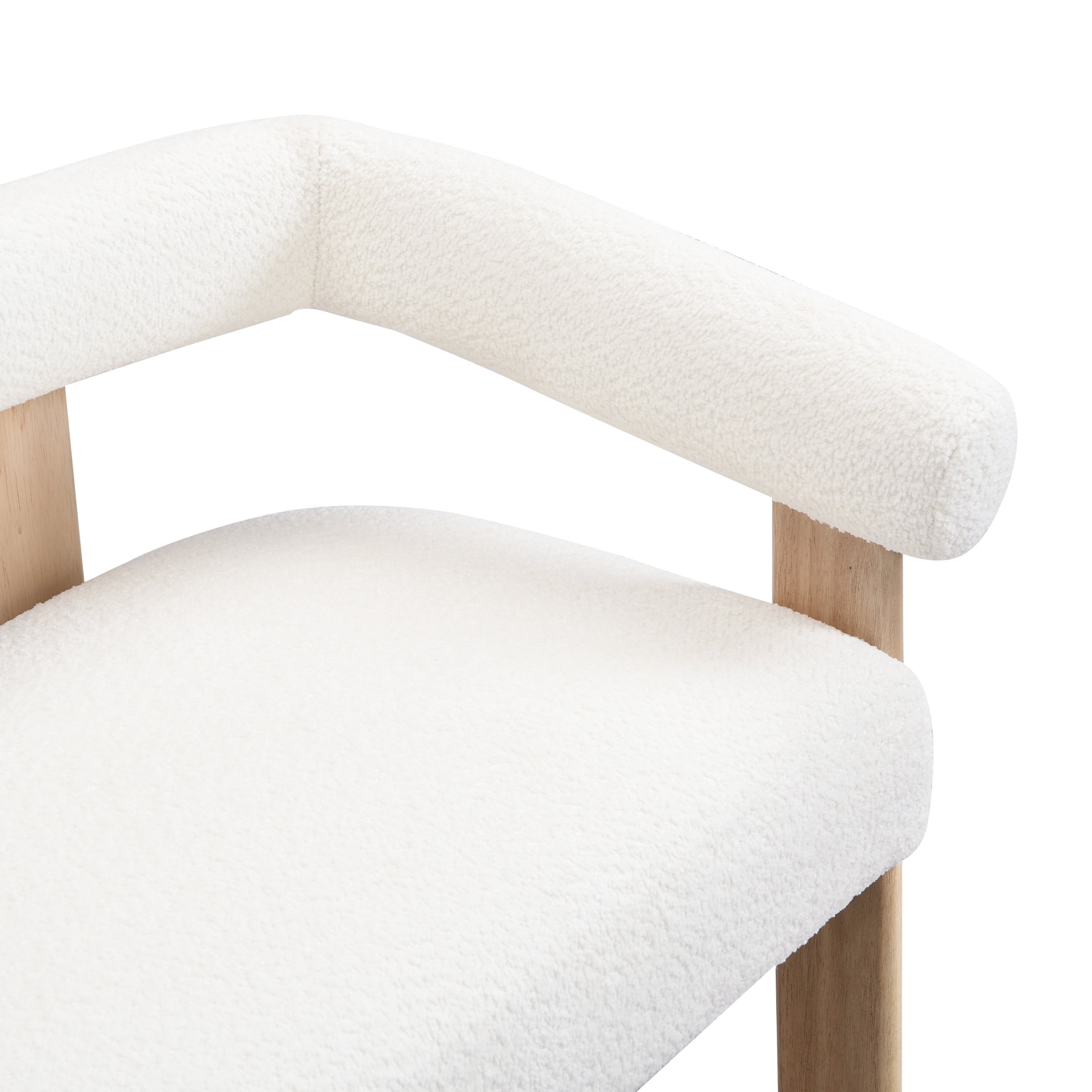 Knox Modern Boucle Upholstered Loveseat, Round Armchair with Solid Wood Base, Beige