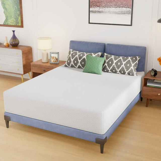 FDW Queen 12 Inch Medium-Firm Base Foam Mattress, CertiPUR-US Certified, in a Box, Pressure Relief, White