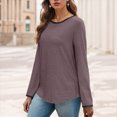 thumbnail image 2 of Towmus Womens Long Sleeve Shirts Loose Fit Crew Neck Trend Fall and Winter Clothes Going Out Basics Tees, 2 of 6