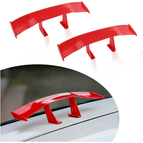2PCS Car Mini Spoiler Wing Cool Car Decoration for Tail,Universal 6.7 Inch Rear Spoiler Wing,Car Mods Carbon Fiber Auto Exterior Accessories (Red/2pcs) Red/2pcs