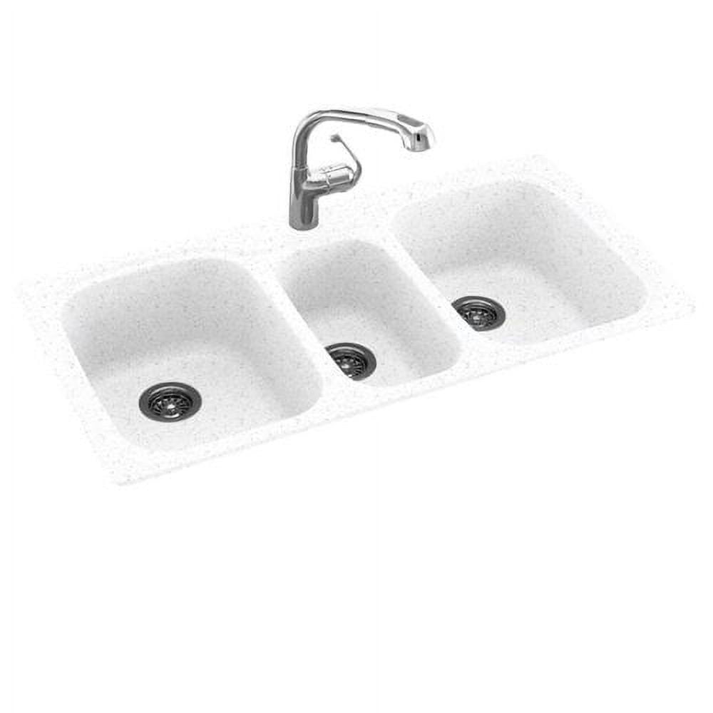 Swan KS04422TB. 018 Dual Mount Composite 44 inch x 22 inch x 9 inch 1-Hole Triple Bowl Kitchen Sink in Bisque