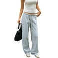 thumbnail image 3 of Womens Wide Leg Sweatpants Interior Sweat Pants with Pockets Elastic Waisted Lounge Casual Trousers Light Gray S, 3 of 9