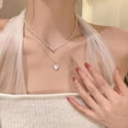 thumbnail image 5 of YSABOXY Double-layer Heart Necklace Summer Pearl Stacking Necklace New P6, 5 of 5