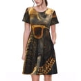 thumbnail image 1 of Easygdp Cool Sunglasses Elephant Art para Vestido Transpirable de Mujer, Vestido Suelto de Manga Corta con Pliegues y Bolsillos para el Verano, 1 of 6