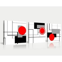 Modern Geometric Red Abstract Prints Kitchen Decor Red Wall Art 3 PCS Black and White Red Decor Nordic Style Bathroom Picture Canvas Wall Art Abstract Artwork Decorations for Bedroom
