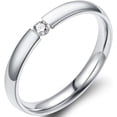 thumbnail image 5 of Jewelers Anillo de boda clásico simple de acero inoxidable apilable con circonita cúbica de 0.079 in, 5 of 5