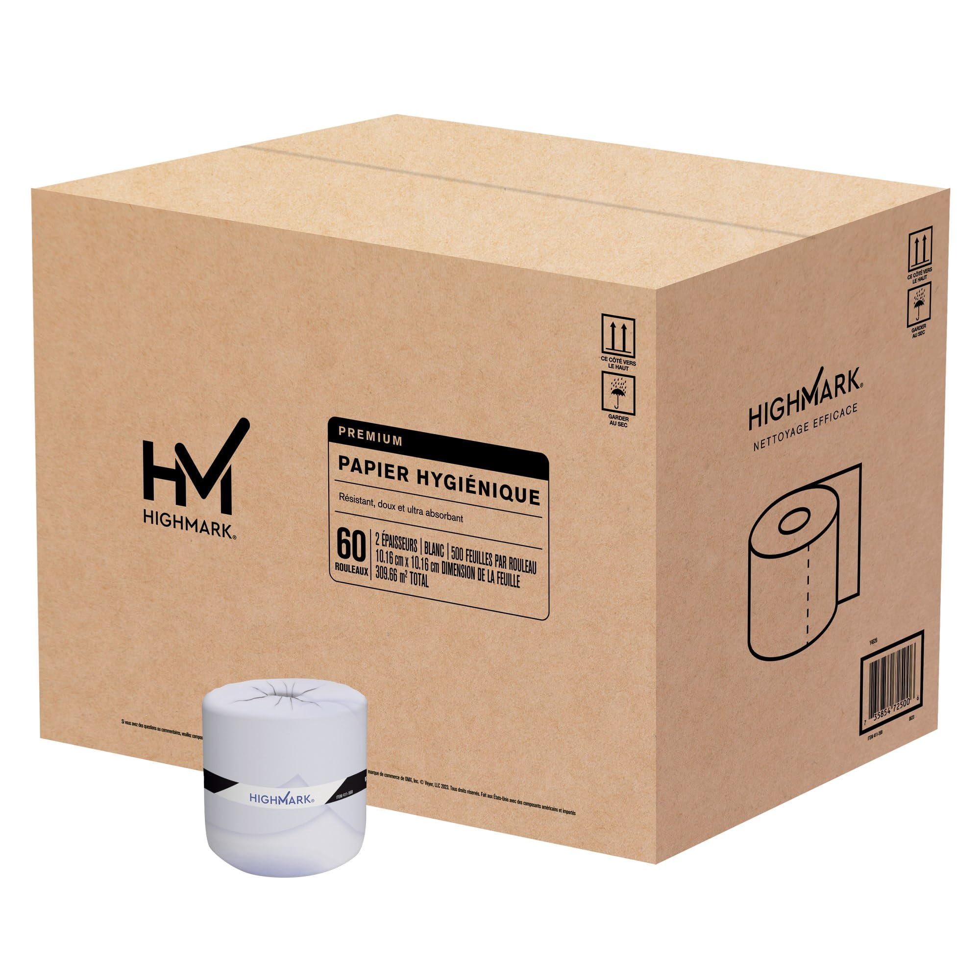 Highmark® Premium 2-Ply Toilet Paper, 500 Sheets Per Roll, Pack Of 60 Rolls