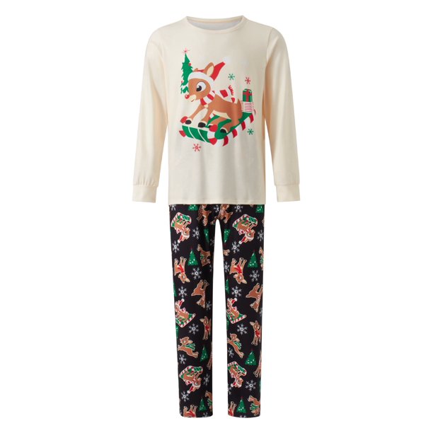 Pijamas navideños para toda la familia, conjunto de camiseta de manga larga con estampado de ciervos y pantalón para adultos, niños, bebés y perros.