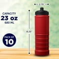 thumbnail image 5 of 10 Plastic Water Bottles Set, 23 oz. - Screw-On Lid, Grip Design - Red, 5 of 5