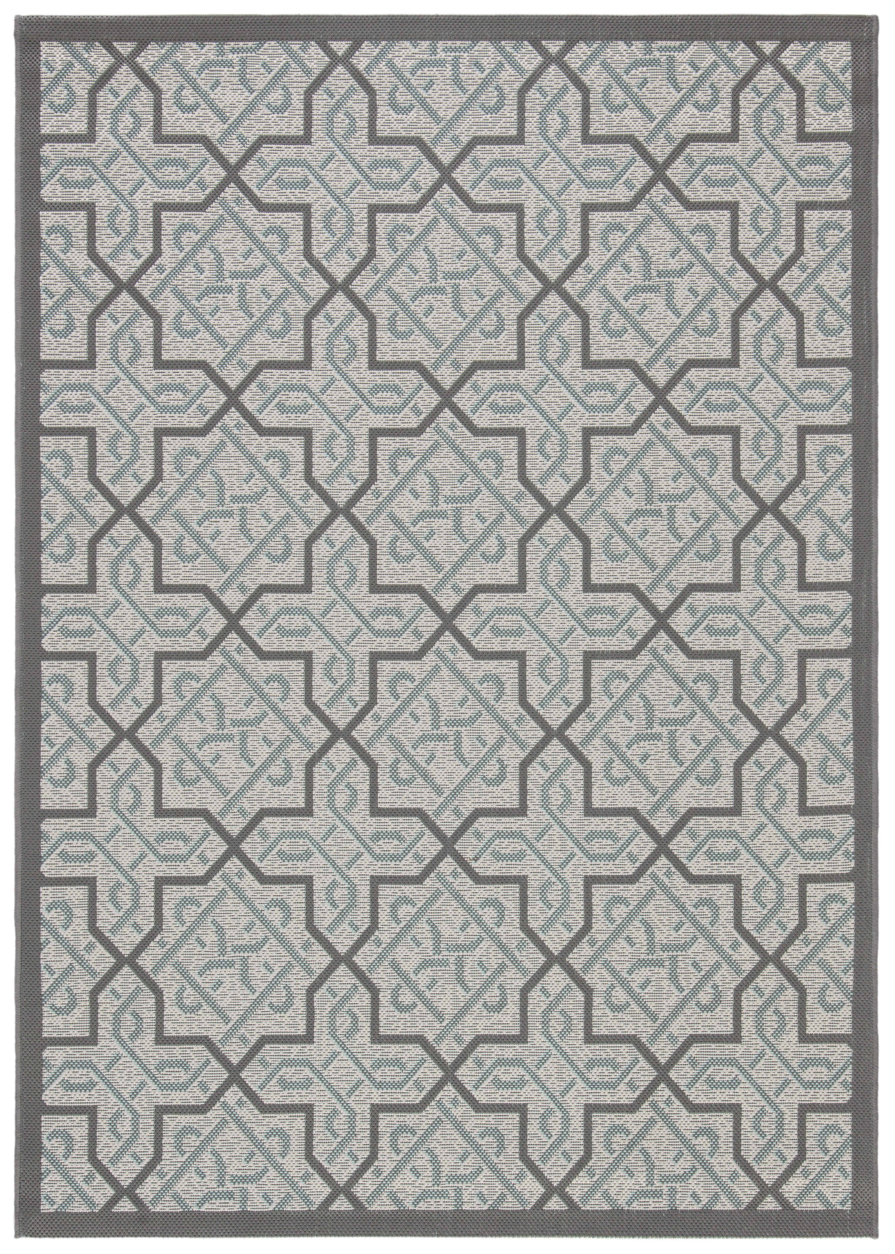 Safavieh Courtyard Olivia Geometric Indoor/Outdoor Area Rug, Light Gray/Anthracite, 4' x 5'7"
