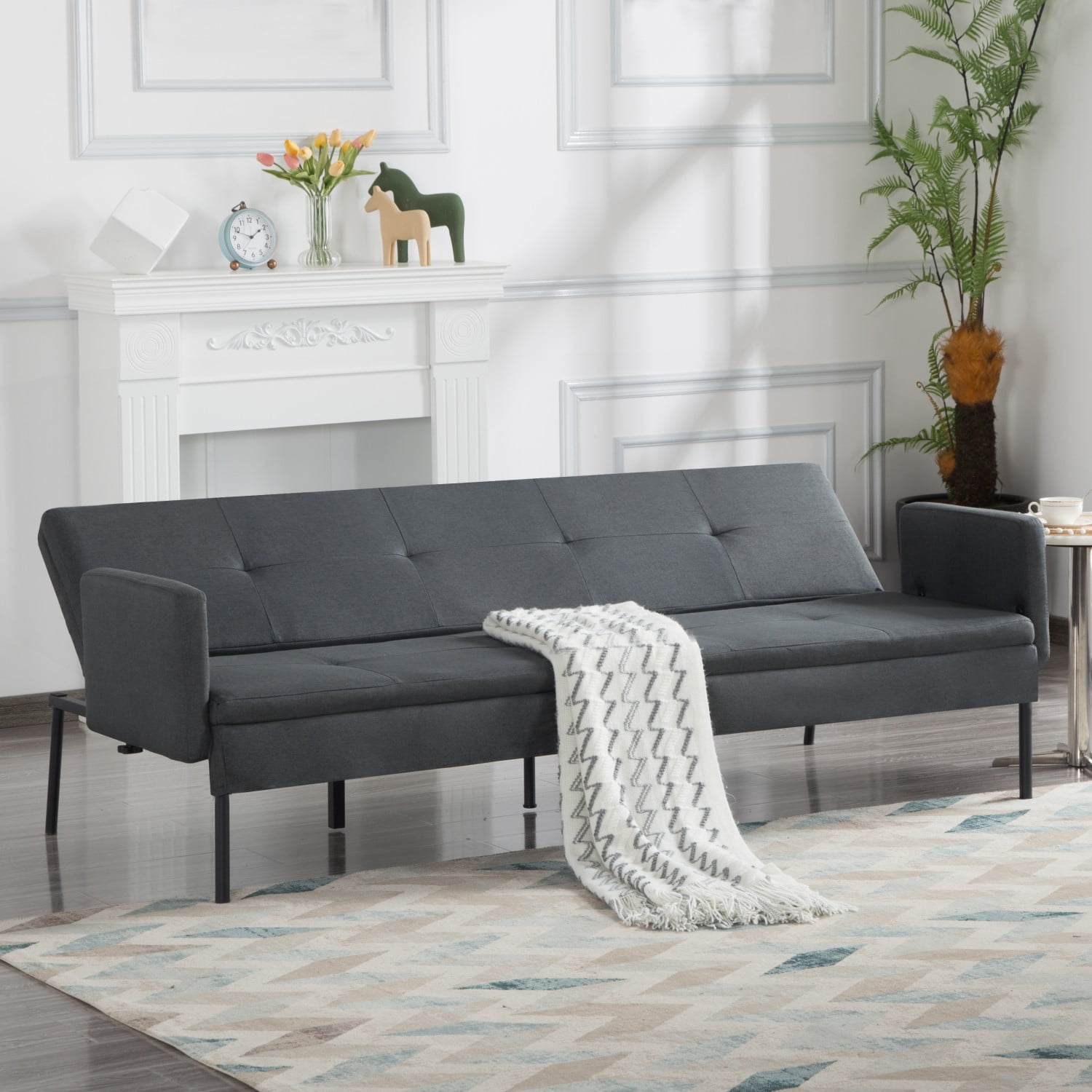 Gewnee Convertible Futon Sofa Bed, 74.8" Comfy Loveseat Sleeper Sofa with Adjustable Backrest Armrest,Small 2 Seater Futon Couch for Living Room,Bedroom
