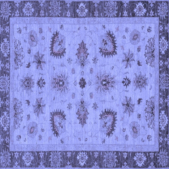 Ahgly Company Machine Washable Indoor Square Oriental Blue Traditional Area Rugs, 3' Square