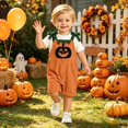 thumbnail image 5 of Shadoumai Halloween Jumpsuit Pumpkin Face Straps Romper For Kids, Comfortable Casual Jumpsuit For Girls Daily Play Outfit Jumpsuit, 5 of 7