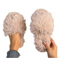 thumbnail image 4 of Fnooota Womens Slide Slippers, Non Slip Comfort Open Toe Indoor Fuzzy Slippers Bedroom Shoes Khaki Size 6.5-7, 4 of 6