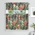 thumbnail image 2 of Hawaii Floral Kitchen Curtain Set of 3PCS, 27.5x36in Polyester Tier and Valance, Tropical Leaf Pattern Drapes for Small Bathroom or Kitchen, 2 of 6