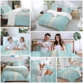 thumbnail image 6 of Aqua Beige Striped Bedding 3 Piece Duvet Cover Set Twin Size, Modern Farmhouse Retro Lines Soft Microfiber Comforter Cover with Zipper Closure & Pillowcases, Wrinkle & FadeResistant Quilt Cover, 6 of 9