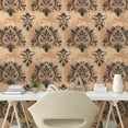 thumbnail image 2 of Ambesonne Damask Peel & Stick Wallpaper for Home, Classic Style Swirls Grunge, 13"x100", Peach and Persian Orange, 2 of 5