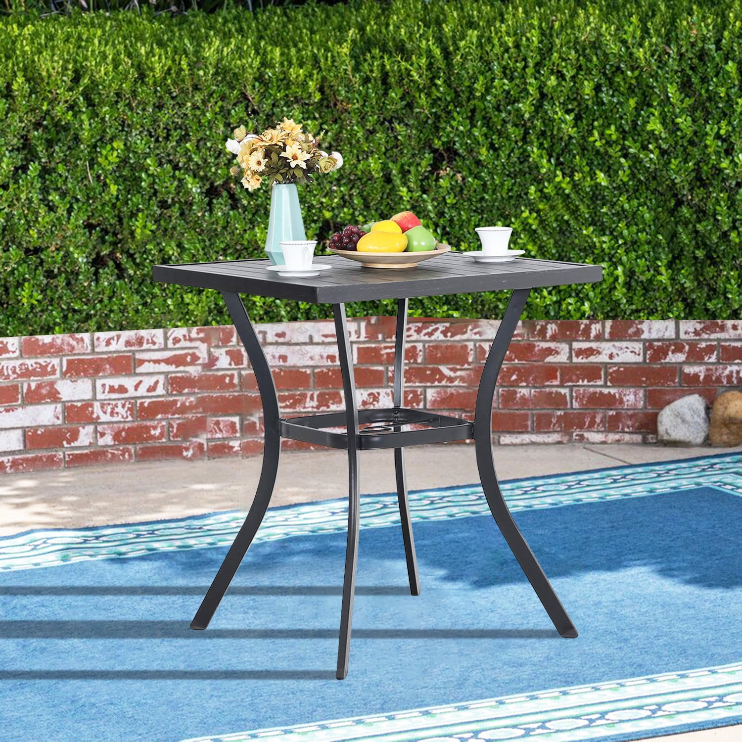 MF Studio 31” Metal Patio Height Bar Table Bistro Square Dining Table