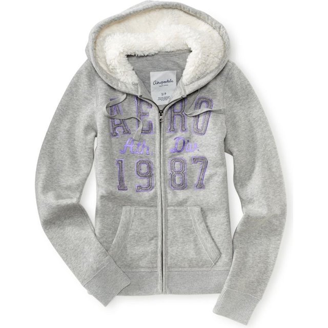 Aeropostale Nyc Athletics - Sudadera con capucha y cremallera completa para mujer, gris, extragrande Aeropostale Sudadera