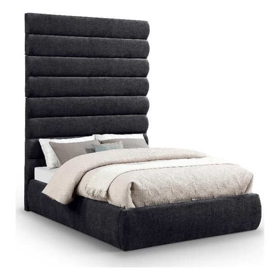 Meridian Furniture Adam Black Chenille Fabric Full Bed