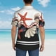 thumbnail image 4 of Balery Starfishes Shells Camisas hawaianas de manga corta para hombre, camisas playeras de corte holgado, camisas de vacaciones con botones,Small, 4 of 7