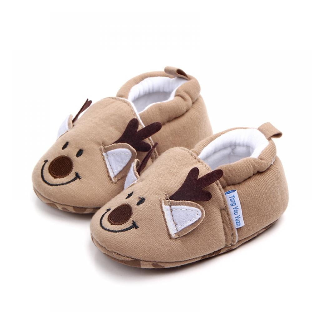 NEW Baby Boy Girl Monkey Brown First Walker Soft Sole Crib Shoes Slippers 